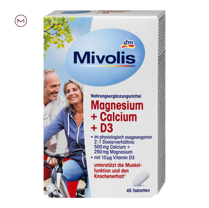 تصویر  مکمل کلسیم و منیزیم با ویتامین D3 میوولیس – Mivolis Magnesium + Calcium + D3 Tabletten